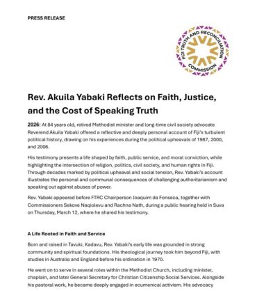 Rev. Akuila Yabaki Reflects on Faith, Justice, and the Cost of Speaking Truth